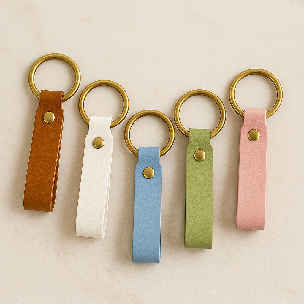 Rectangular Leather Keychain