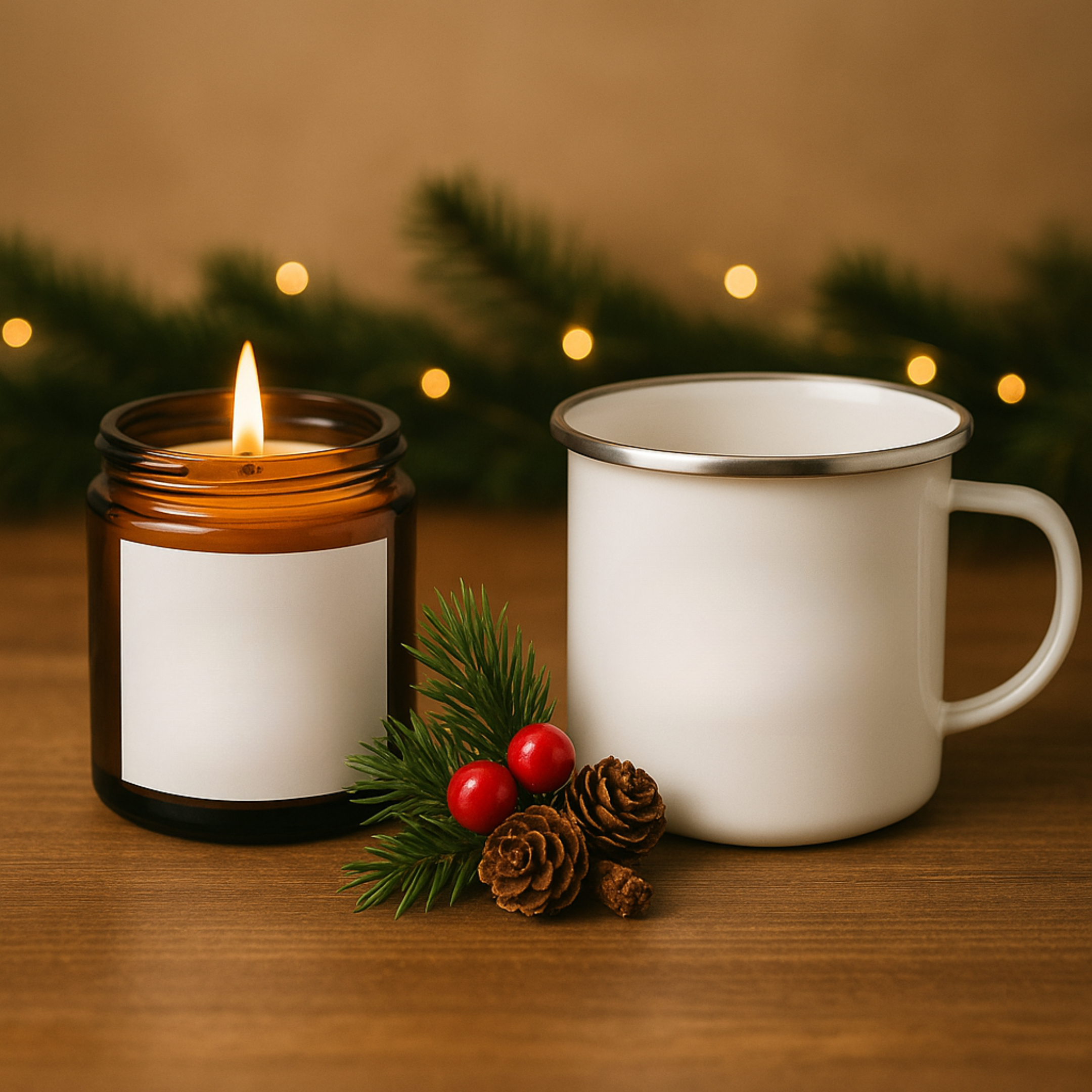 4oz Amber Candle & Enamel Camping Mug Gift Set