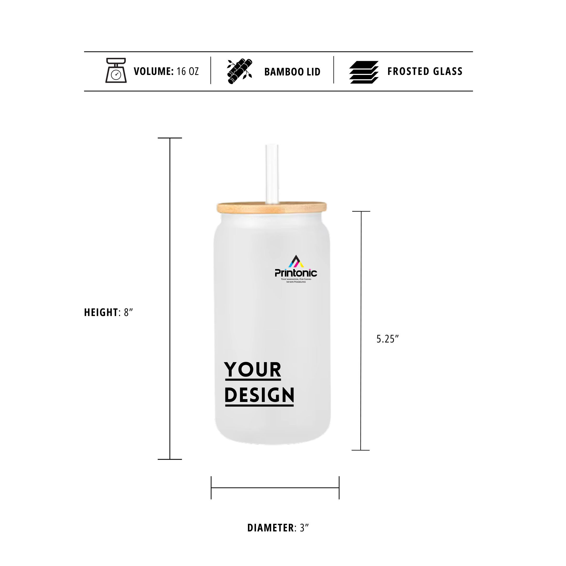 Frosted Glass Can 16oz