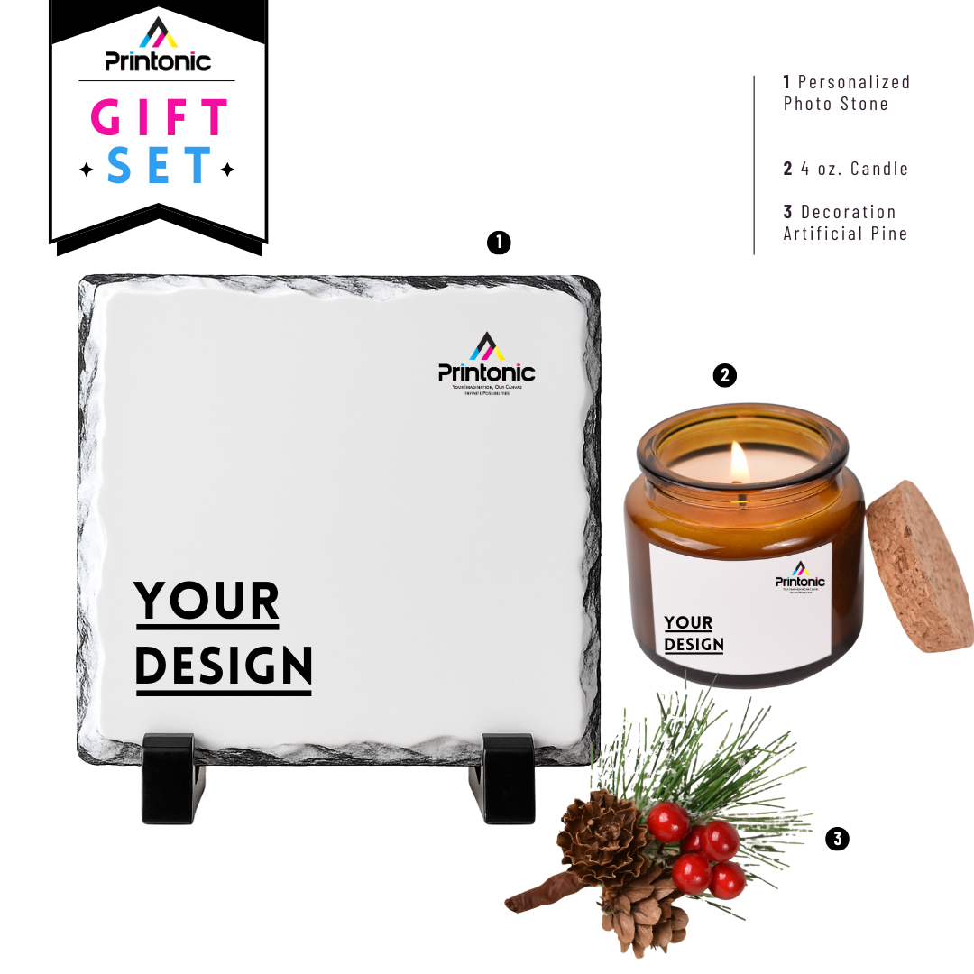 4oz Amber Candle & Photo Slate Gift Set