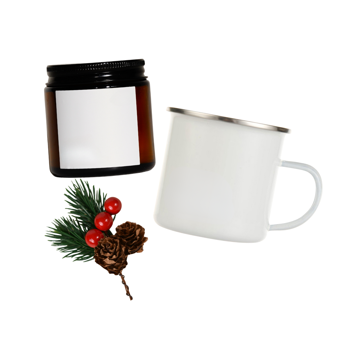 4oz Amber Candle & Enamel Camping Mug Gift Set