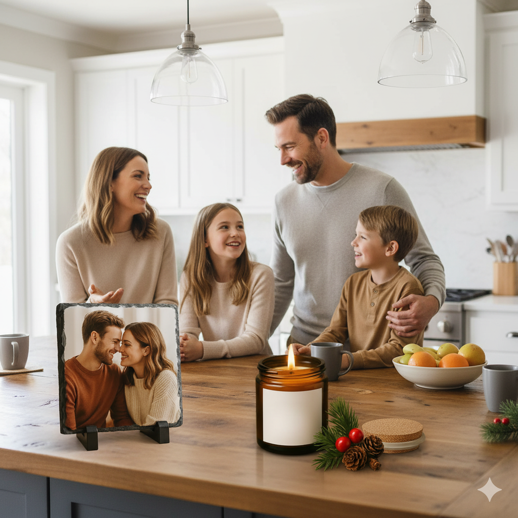 4oz Amber Candle & Photo Slate Gift Set