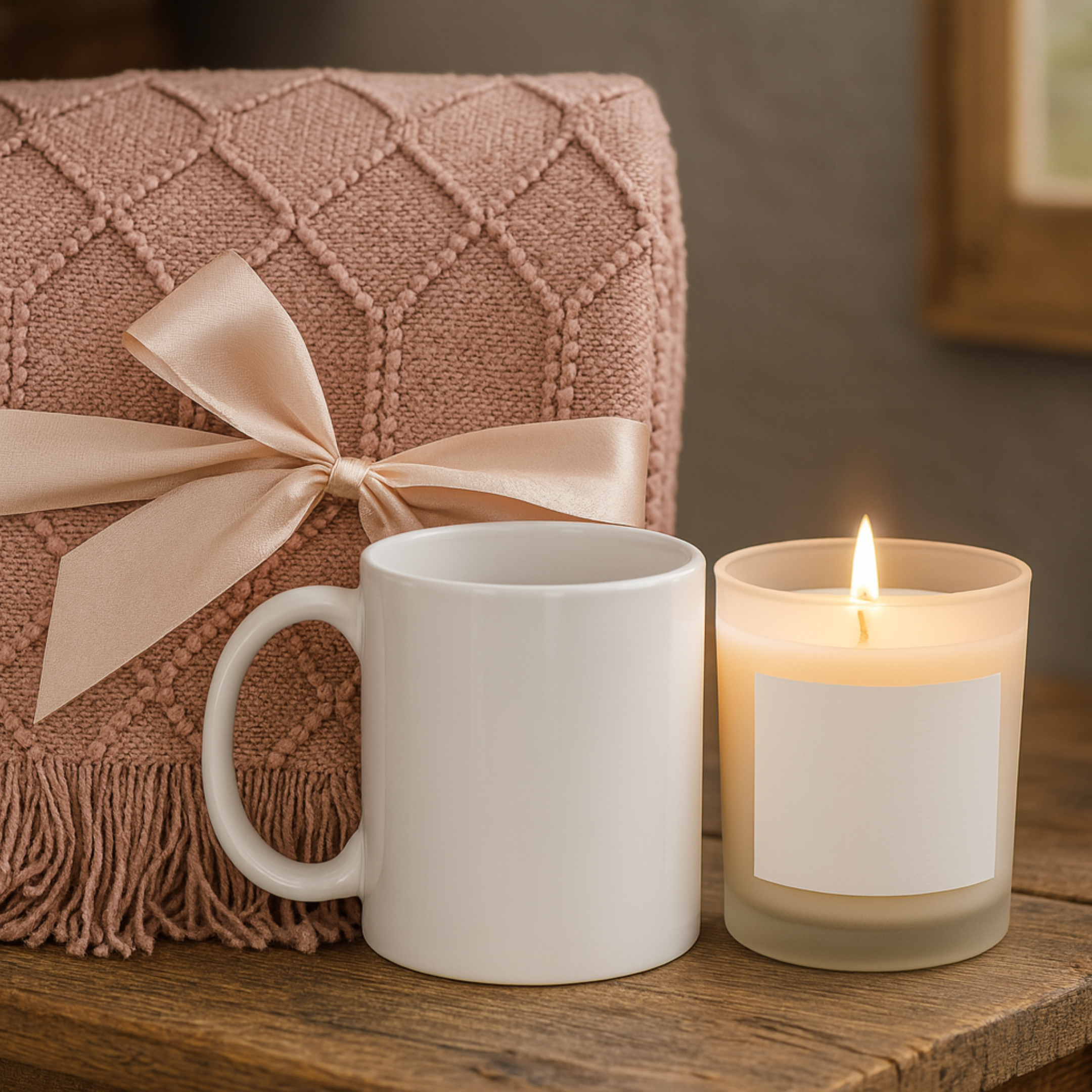 11oz Candle with Mug & Blanket Gift Set