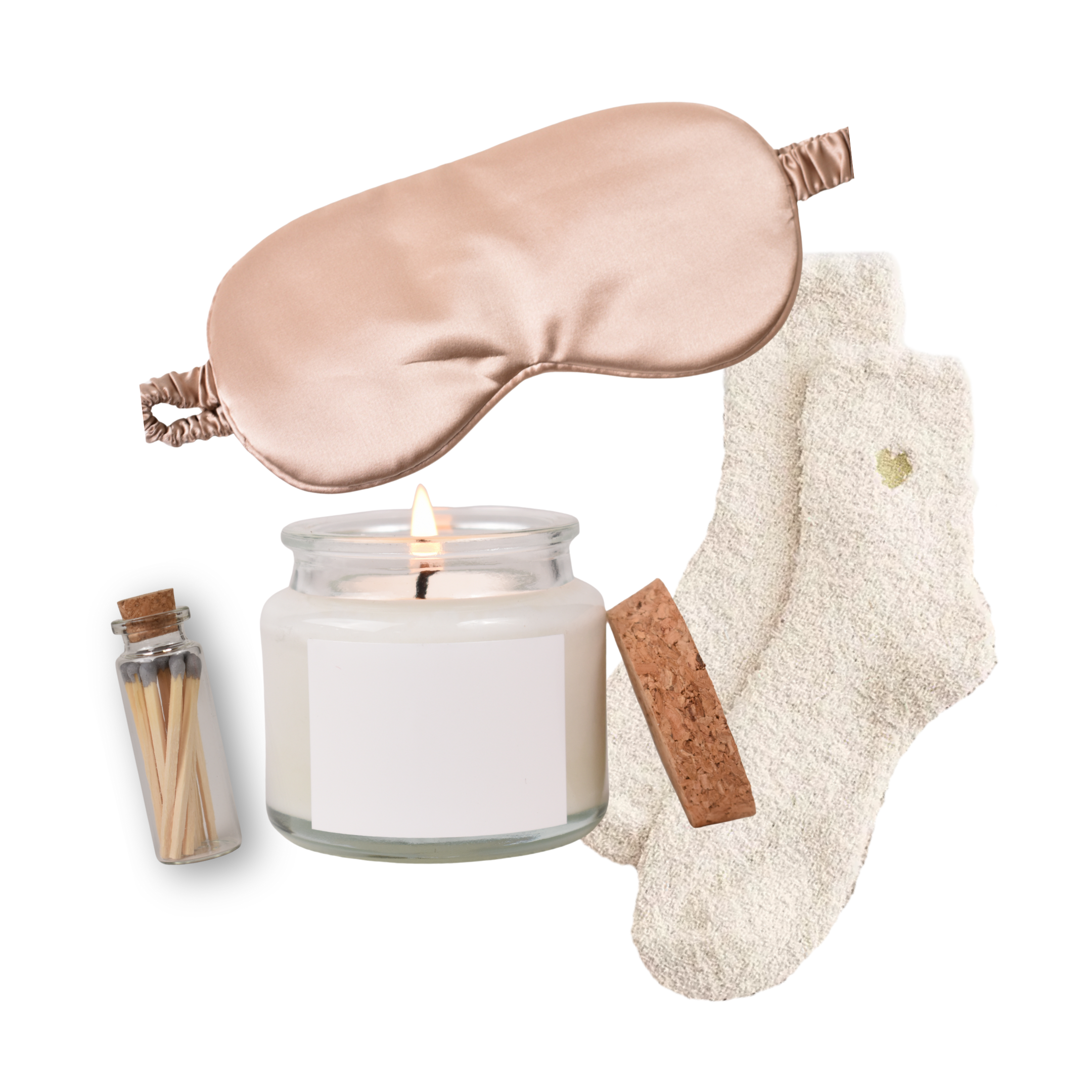 4oz Clear Candle & Champagne Mask Gift Set