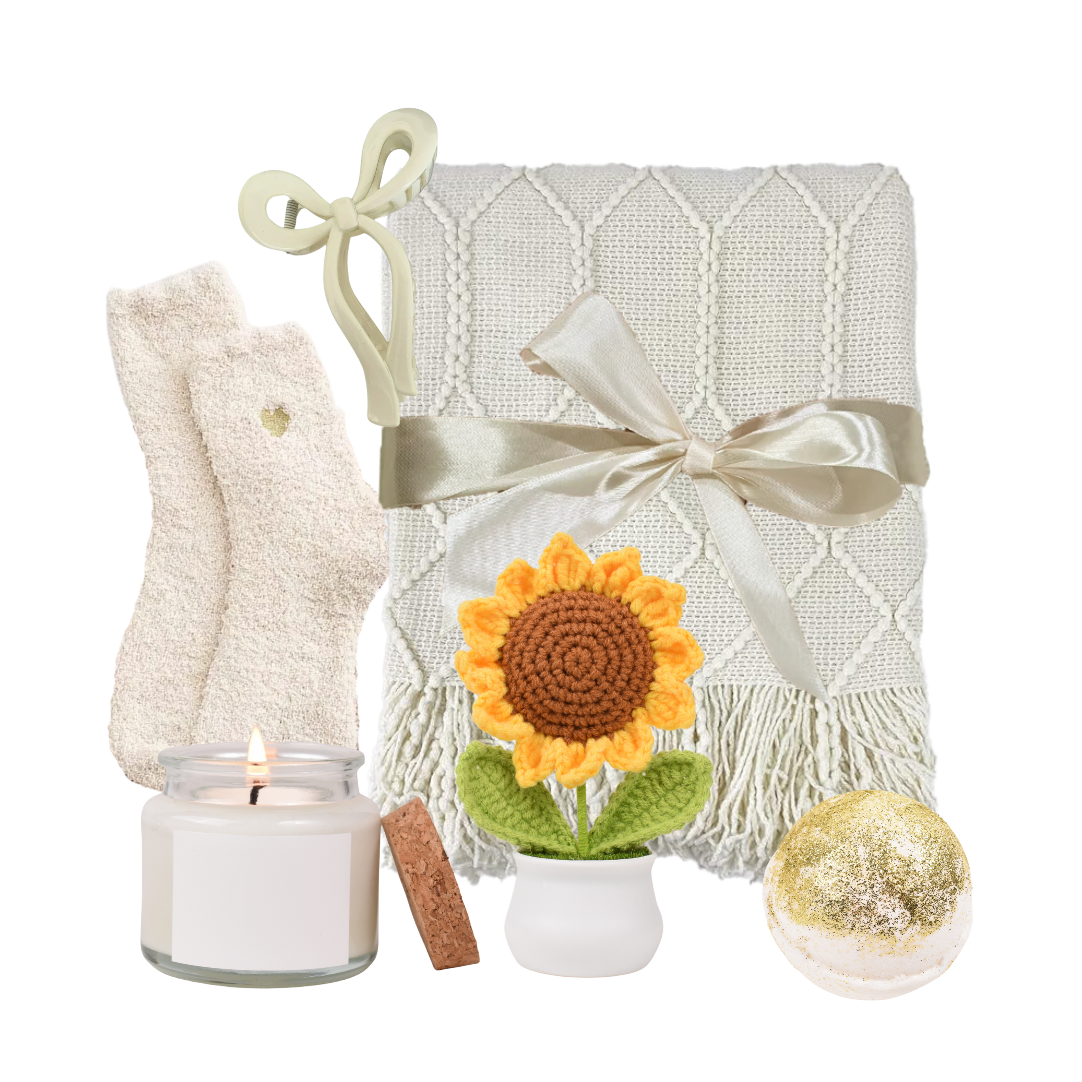 4oz Clear Candle & Sunflower Gift Set