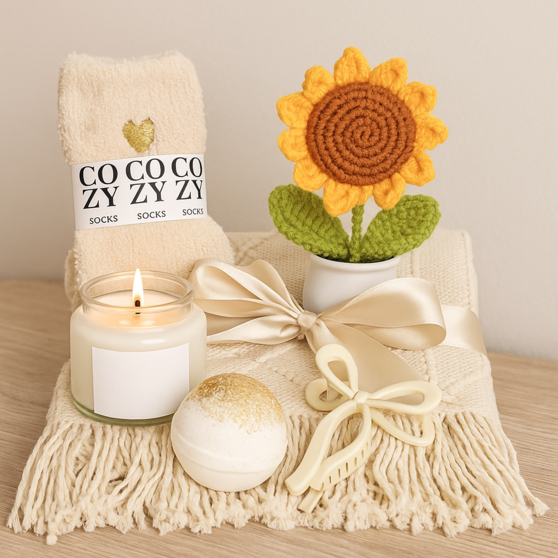 4oz Clear Candle & Sunflower Gift Set