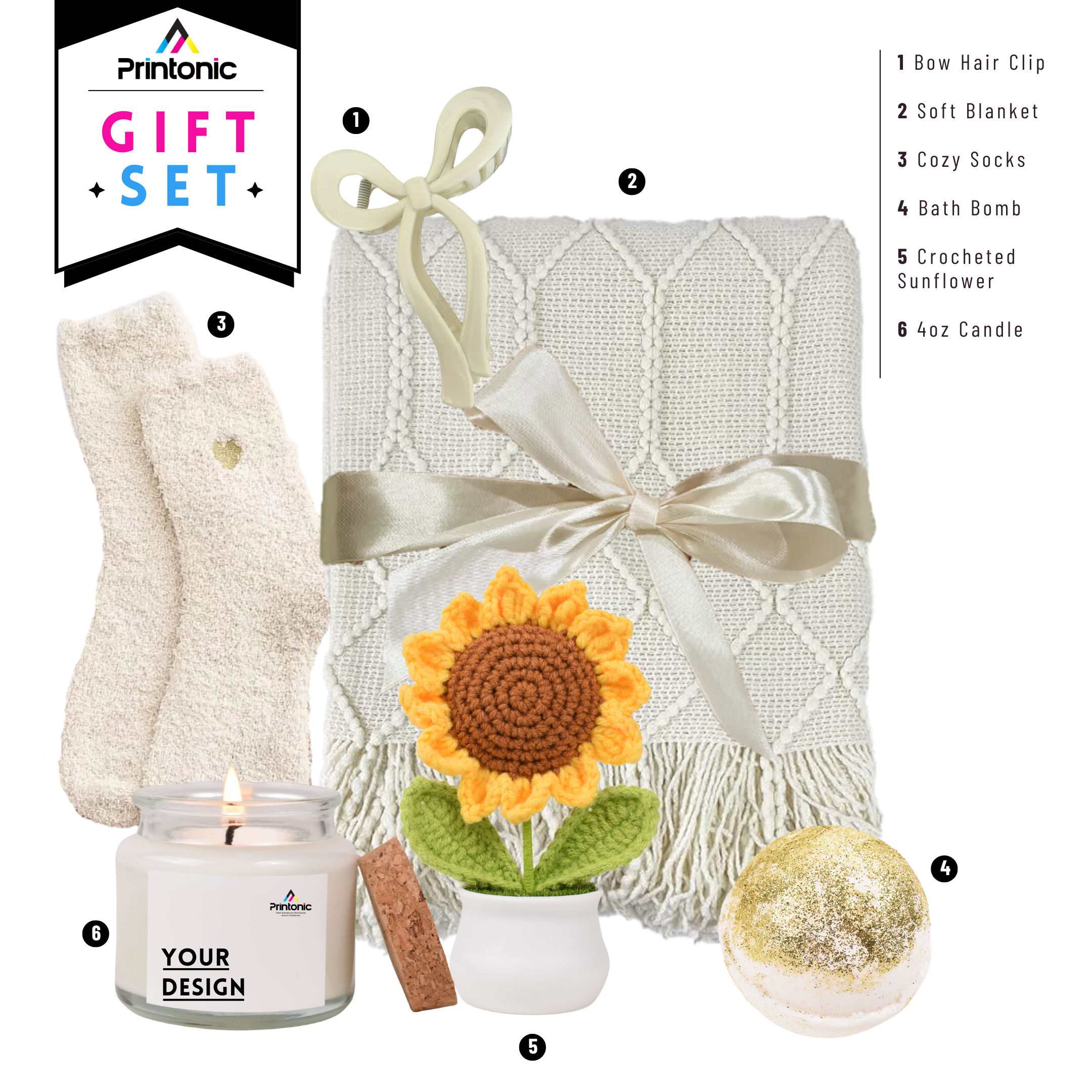 4oz Clear Candle & Sunflower Gift Set