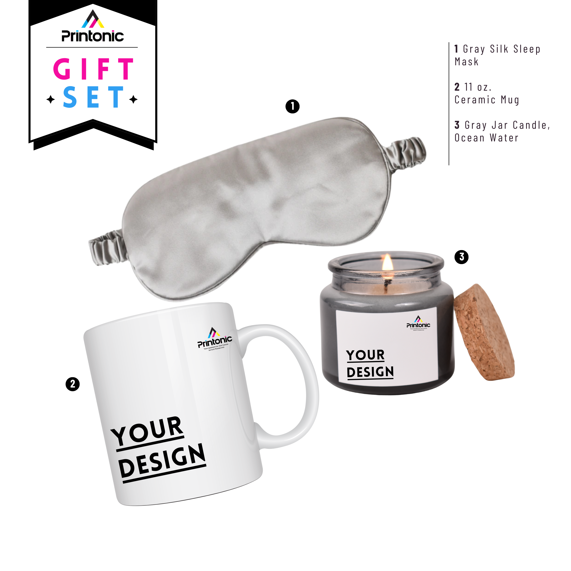 4oz Gray Candle & Mug Gift Set