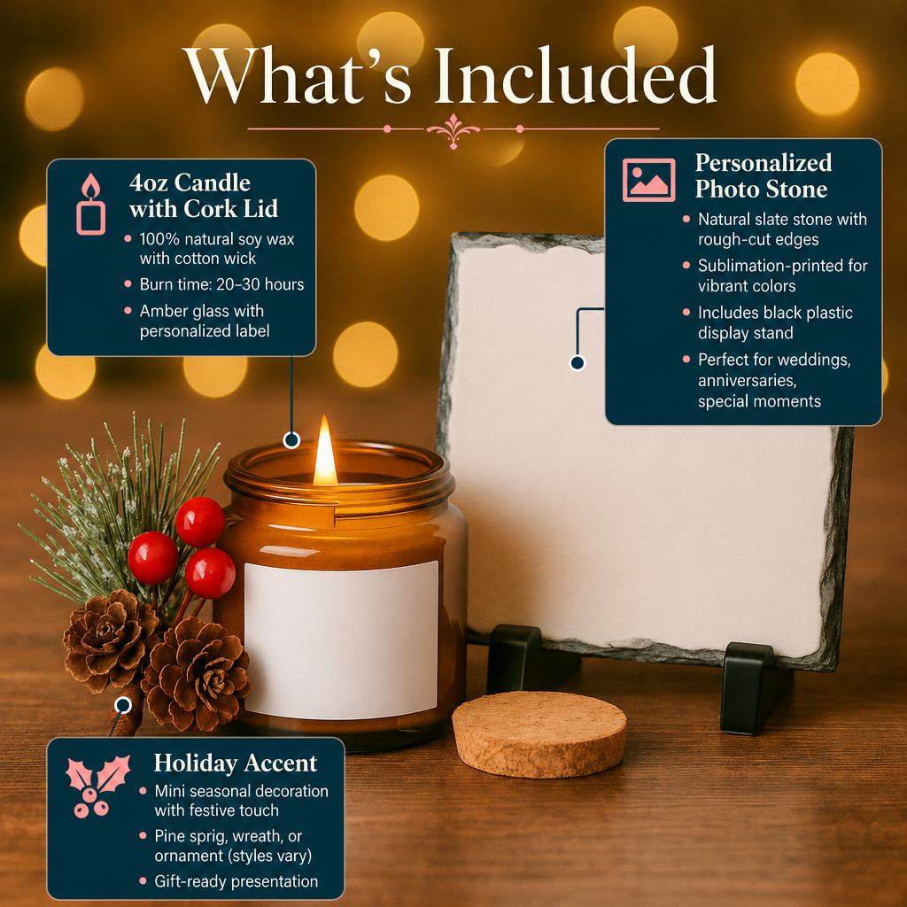 4oz Amber Candle & Photo Slate Gift Set