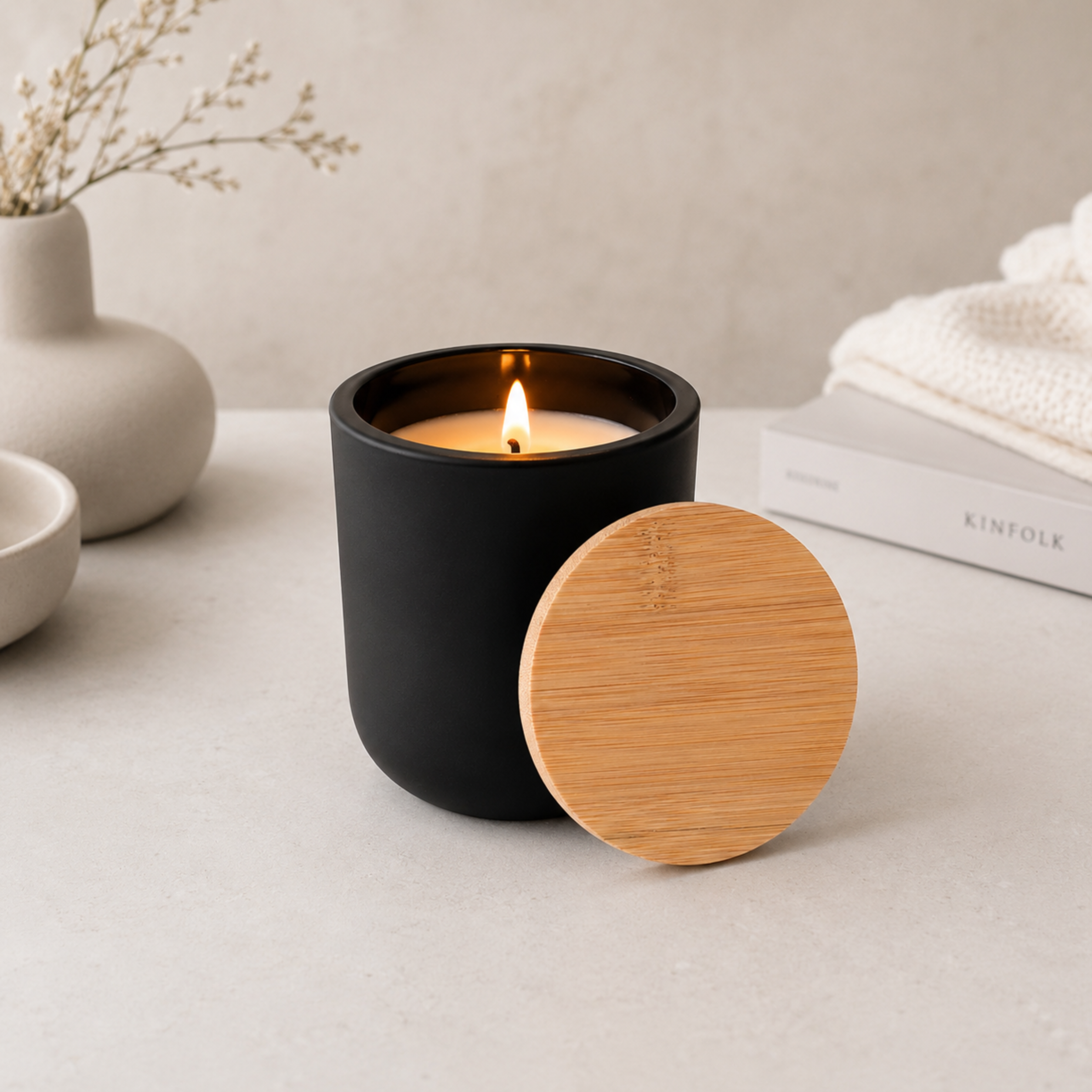 Luxury 14oz Candle with Engraved Bamboo Lid